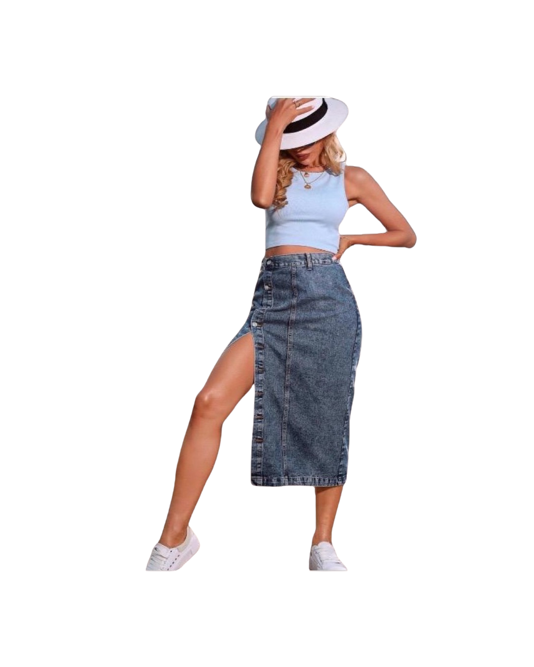 Ceylora Selection High-Slit Midi Skirt