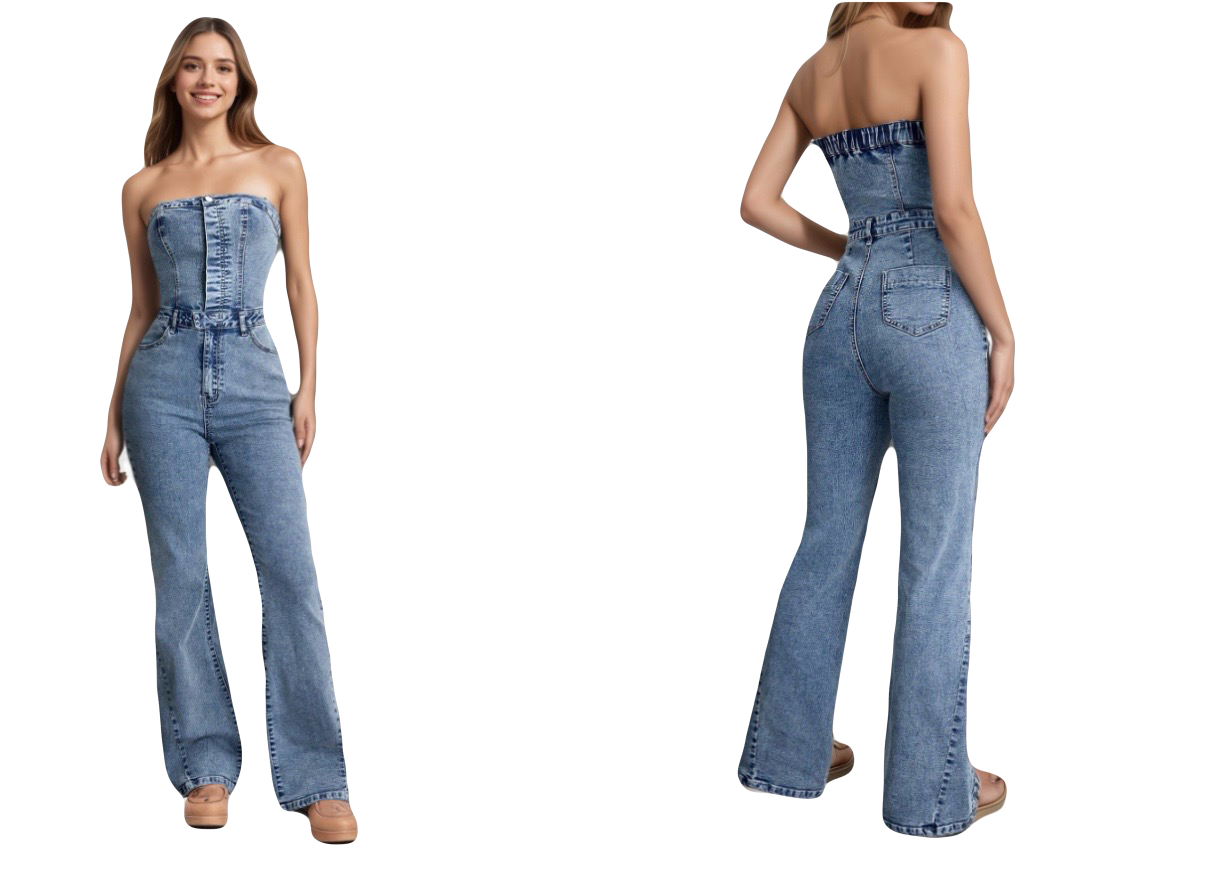 Ceylora Selection Strapless Jumpsuit, Flared Leg